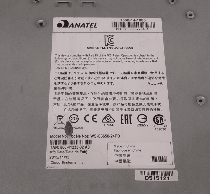 Cisco WS-C3650-24PD Catalyst 3650 24 PoE+ 2X10G - Image 3