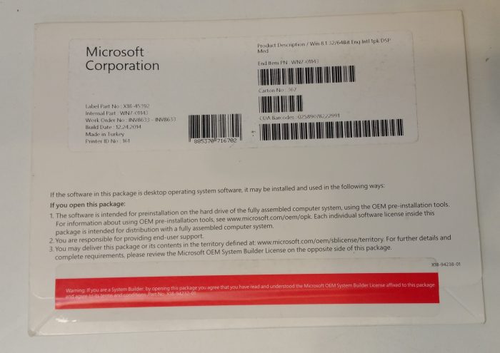 Microsoft Windows X18-45392 Win Pro 7 SP1 x64 Bit English Operating System - Image 2