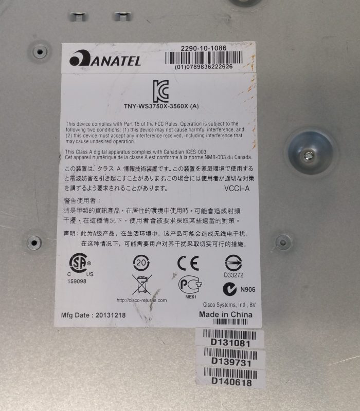 Cisco WS-C3560X-24T-S V05 Catalyst 3560-X Series 24 PoE - Image 7