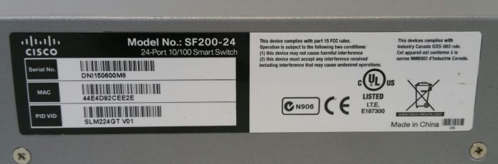 Cisco Small Business SF200-24 24-Port 10/100 Smart Switch - Image 3