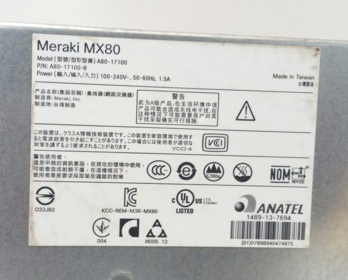 Cisco Meraki MX80 A80-17100 - Image 6