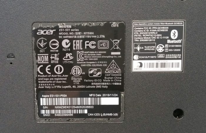 Acer N15W4 Aspire ES15 ES1-531-P5SA Series Pentium QC (2015) 4GB RAM 1TB HDD - Image 4
