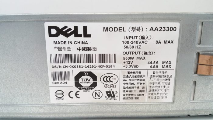 Dell AA23300 550w Power Supply Unit - Image 2