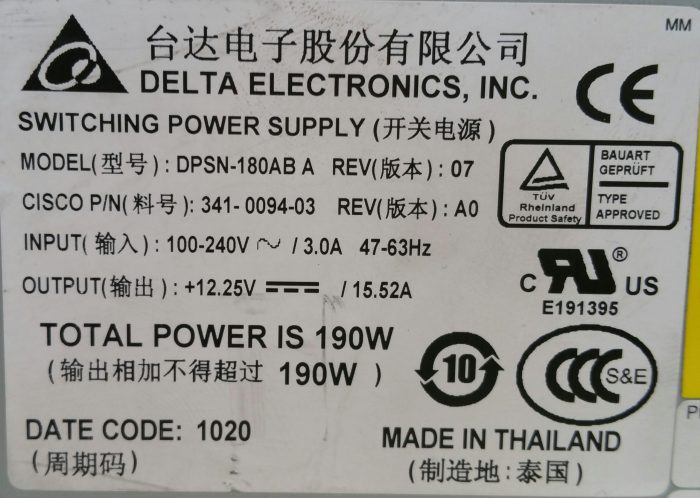 Delta Electronics DPSN-180AB A 190w Switching Power Supply Unit - Image 5