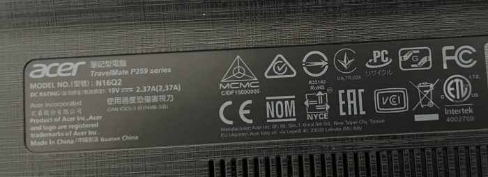 Acer N16Q2 TravelMate P259 Series i3-6100U 4GB RAM 120GB SSD - Not Working - Image 3