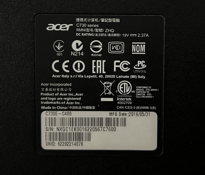 Acer ZHQ Chromebook C730 Series Intel Celeron DC 2GB RAM 16GB HDD - Image 5
