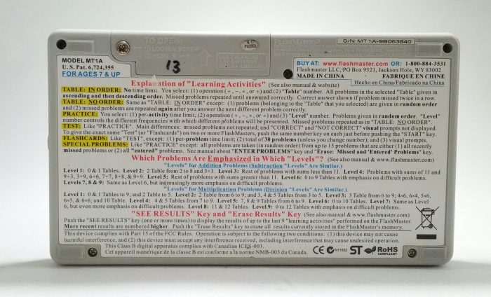 FlashMaster Math Tables Electronic Learning Tool MT1A - Image 5