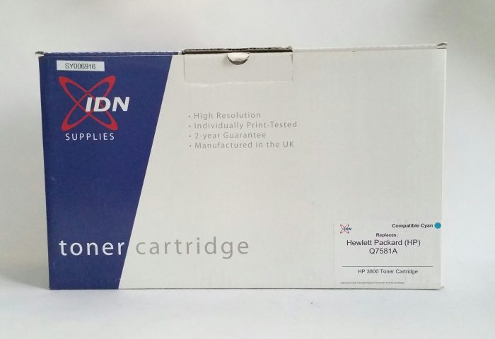 IDN Supplies SY006916 Cyan Replacement Toner Cartridge for HP Q7581A - HP 3800 Toner Cartridge - Image 2