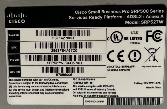 Cisco SRP527W Small Business Pro SRP500 Series Services Ready Platform - ADSL2+ Annex A 4-port Router - Image 5