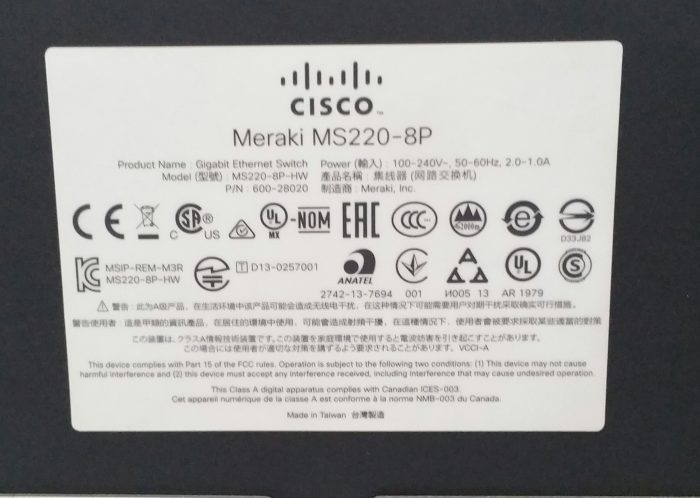 Cisco MS220-8P-HW Meraki MS220-8P 8-PoE, 2 SFP Gigabit Ethernet Switch - Image 6