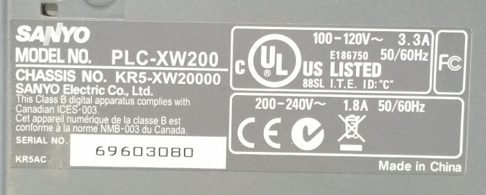 Sanyo PLC-XW200 XGA Projector with 1544 Lamp Hours Used - Image 5