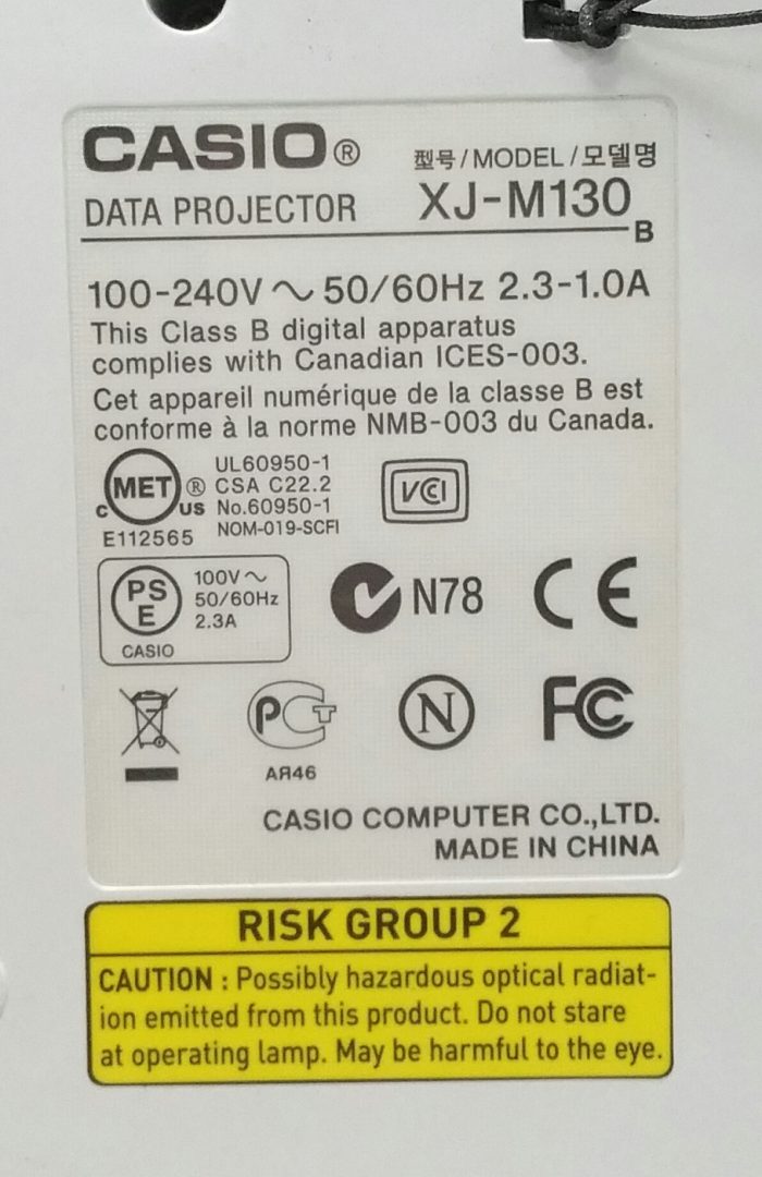 Casio XJ-M130 Data Projector with 2779 Lamp Hours Used - Image 3