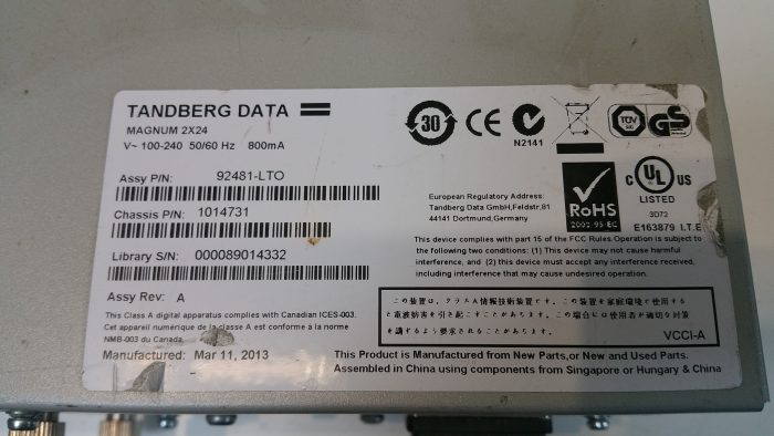 Tandberg Data Magnum 2x24 with LTO5 SAS Tape Drive - Image 9