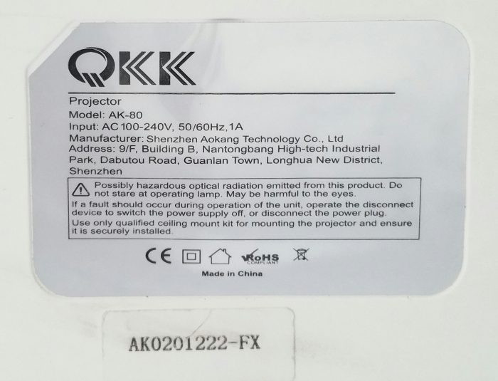 QKK Projector AK-80 White Used - Image 8