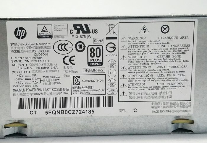 HP Switching Power Supply / PSU PCE019 - Image 4