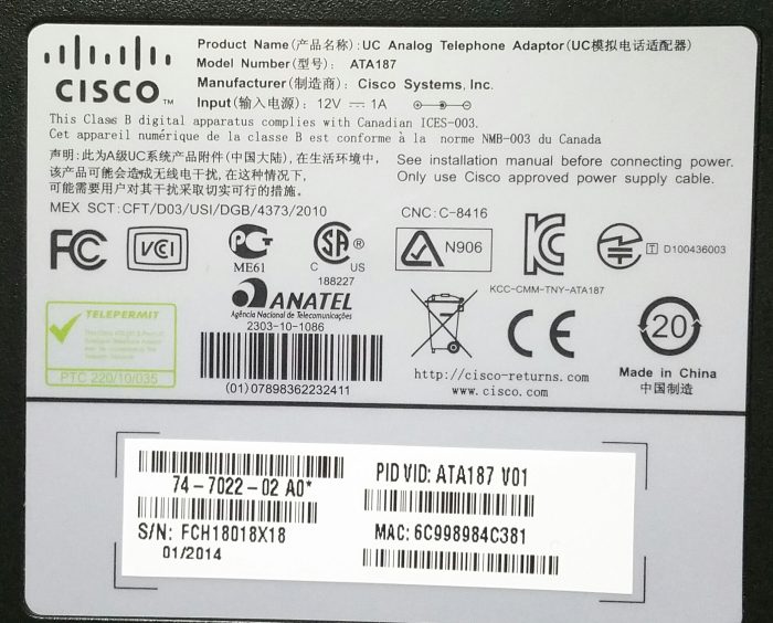 Cisco ATA187 2-Port Phone Adapter without Power Supply - Image 3