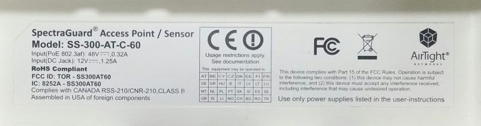 AirTight SpectraGuard SS-300-AT-C-60 Access Point/Sensor - Image 3