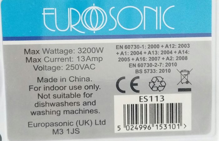 Eurosonic ES113 Plug In Programmable Timer - Image 4