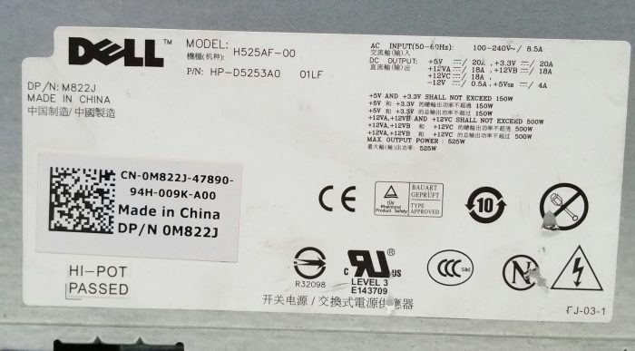 DELL Inc H525AF-00 Power Supply 525W Max - Image 3