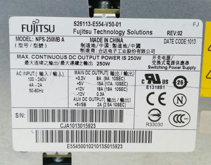 FUJITSU NPS-250MB A Power Supply Unit PSU 250W Max - Image 3