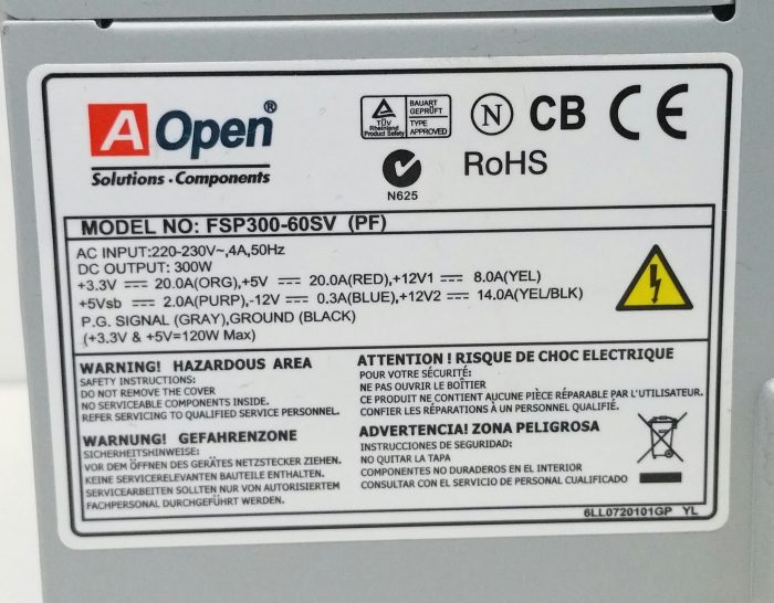 AOpen FSP300-60SV Power Supply Unit PSU 300W DC Output - Image 3