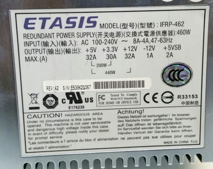 Etasis IFRP-462 Redundant Power Supply Unit PSU 460W - Image 3