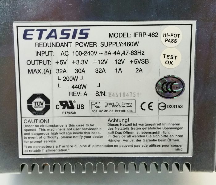 Etasis Redundant Power Supply Unit PSU 460W IFRP-462 - Image 3