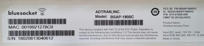 Bluesocket BSAP-1800C Wireless Access Point AP - Image 3