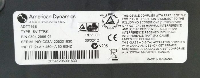 American Dynamics ADTT16E Touch Tracker Controller - Image 3