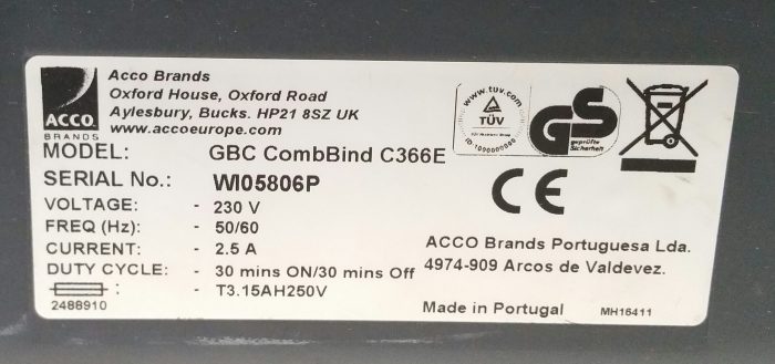 Acco GBC CombBind C366E Comb Binding Machine - Image 7