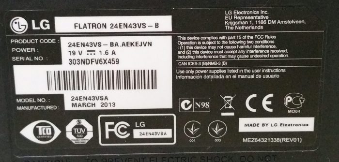 LG Flatron 24EN43VSA 24EN43VS-B 24" Monitor With Stand - Image 3