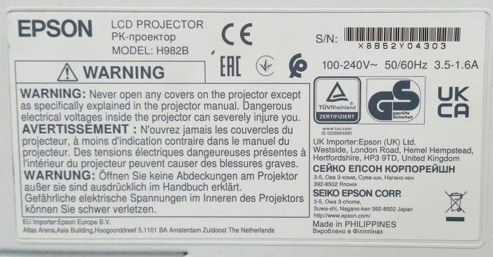Epson H982B EB-X49 HDMI LCD Projector with 187 Lamp Hours Used - Image 3