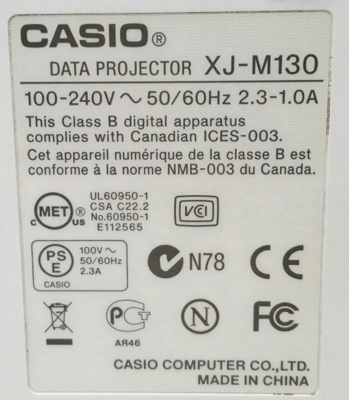 Casio XJ-M130 Data Projector with 5688 Lamp Hours Used - Image 3