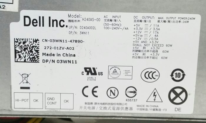 DELL Inc H240AS-00 Power Supply 240W Max - Image 6
