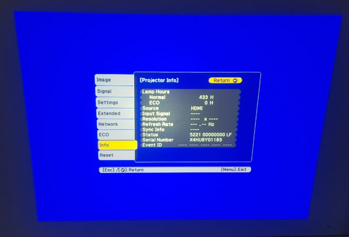 EPSON EB-X41 Projector with 433 Lamp Hours Used - Image 2