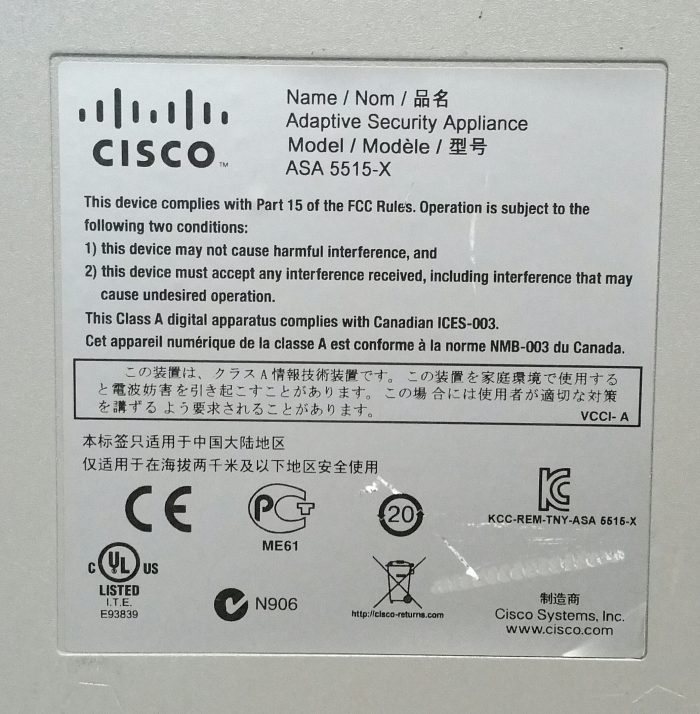 Cisco ASA 5515-X Adaptive Security Appliance With Bracket - Image 3