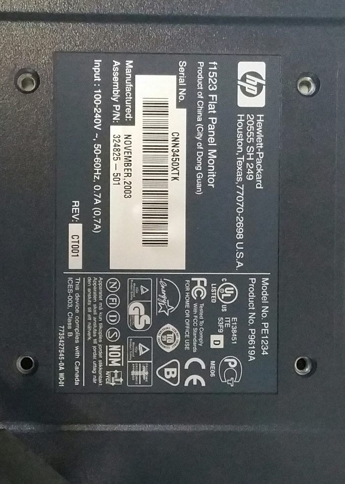 HP Pavilion F1523 15" Flat Panel Monitor PE1234 - Image 3