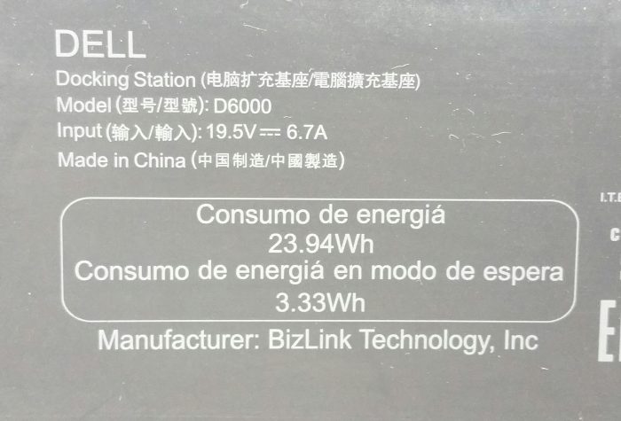 Dell D6000 Docking Station Black No PSU Included - Image 3
