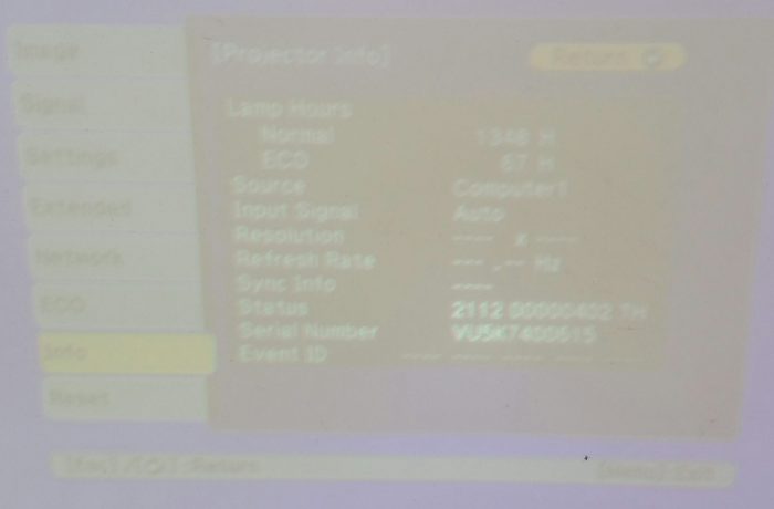 Epson H692B EB-X27 HDMI LCD Projector with 1415 Lamp Hours Used - Image 9