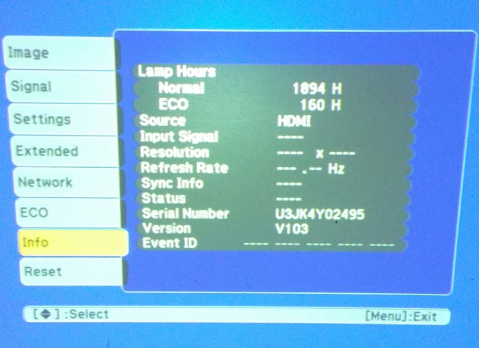 Epson H570B EB-X20 HDMI LCD Projector with 2054 Lamp Hours Used - Image 2