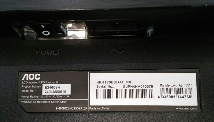 AOC 240LM00010 24" LCD HDMI DVI VGA Full HD Monitor - Image 3