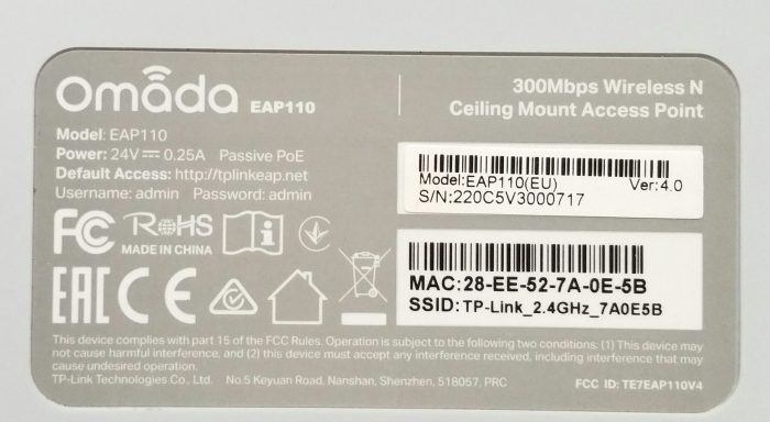 TP-LINK Omada EAP110 300 Mbps Wireless N Ceiling Mount PoE Access Point - Image 4