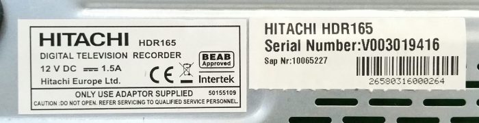 Hitachi HDR165 Freeview+ DV3 Digital Television Recorder - Image 3
