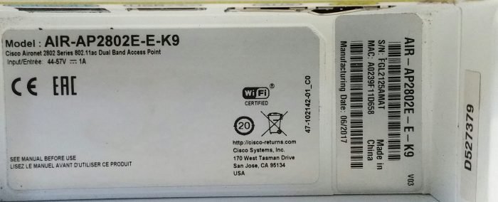 Cisco AIR-CAP2802E-E-K9 Aironet 2802 Series 802.11ac PoE Dual Band Access Point - Image 3