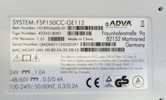 Adva Etherjack FSP 1500CC FSP50CC-GE112 Fibre Switch - Image 3