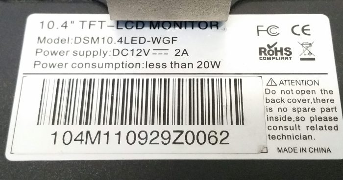 10.4" BNC VGA TFT LCD Monitor DSM10.4LED-WGF - Image 3