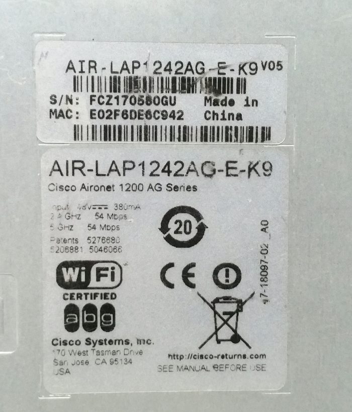 Cisco Systems AIR-LAP1242AG-E-K9 VO5 Aironet 1200 AG Series Access Point - Image 3