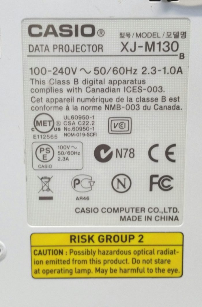 Casio XJ-M130 Data Projector with 5637 Lamp Hours Used - Image 3
