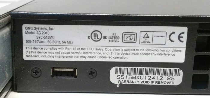 Citrix AG2010 SYC-515MU Network Access Gateway Security Appliance Firewall - Image 3