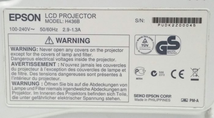 Epson EB-S11 H436B LCD Projector #3802 - Image 3